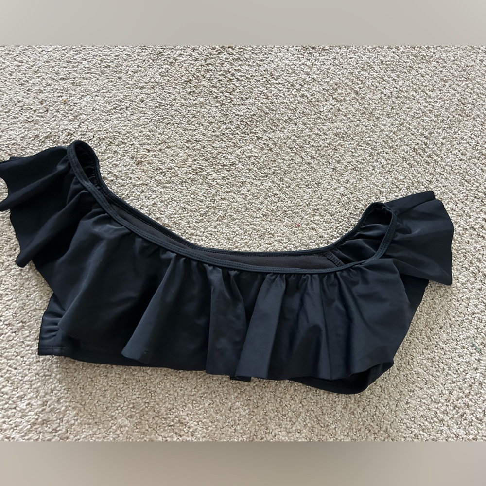 Black Ruffled Bikini Top